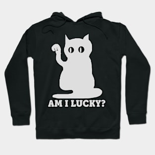 Am I Lucky? White Cat Hoodie